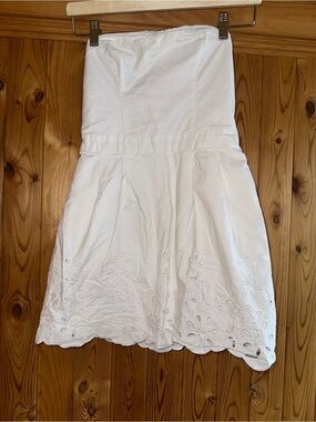Hollister White Smocked Waist Cotton Skirt